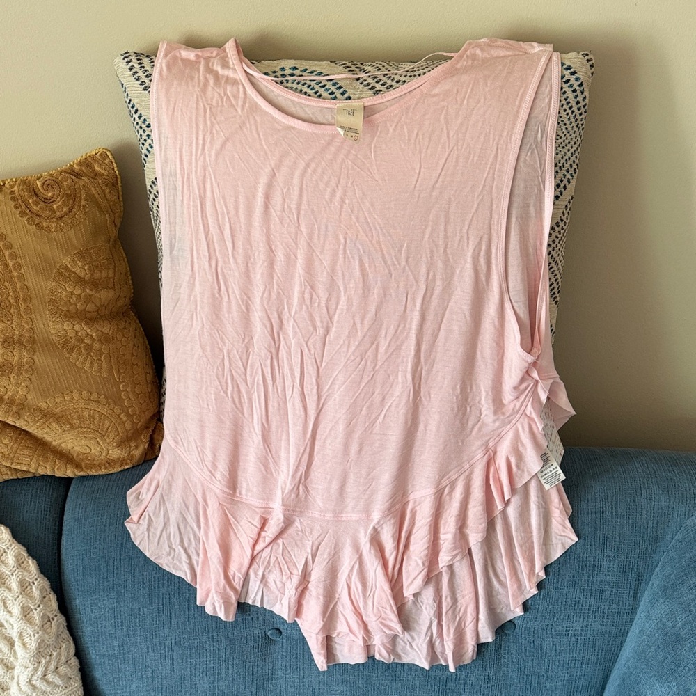 Free People Light Pink Ruffled Tank Top-NWT
